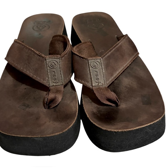 REEF Brown Leather Sandals 7 - Picture 1 of 10